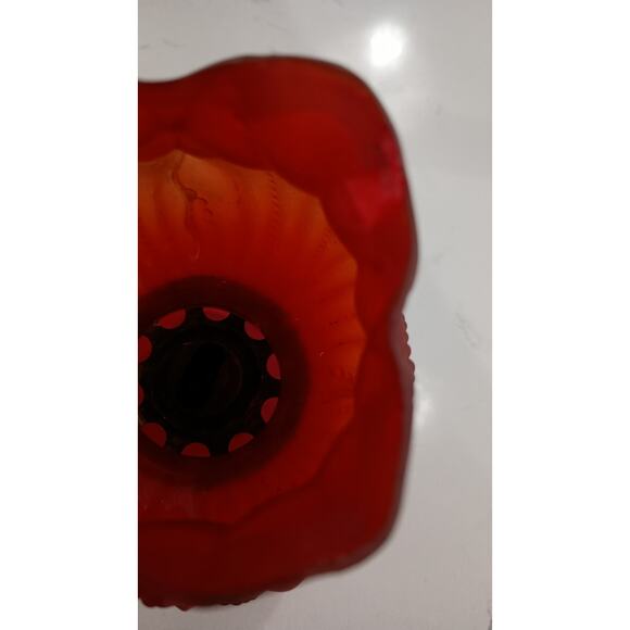 Rare Antique Red Satin glass Tulip Oil lamp. Highly Collectible - Picture 5 of 7